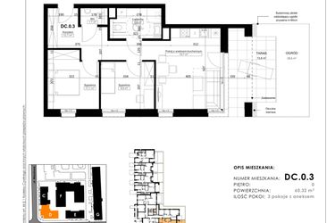 Rzut - Mieszkanie na sprzedaż 3 pokoje o powierzchni 60,32 m² - numer DC.0.3 w Nowy Folwark