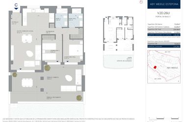Rzut - Mieszkanie na sprzedaż 2 pokoje o powierzchni 103 m² - numer 4.0.C w Aby Middle