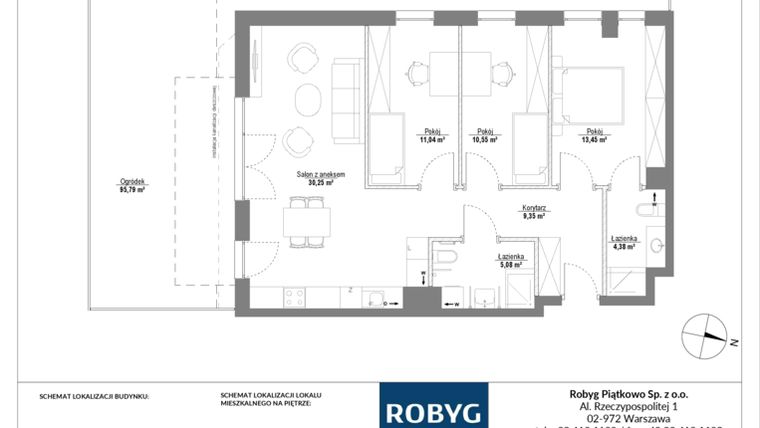 Rzut - Mieszkanie na sprzedaż 4 pokoje o powierzchni 83,97 m² - numer 0M04 w Piątkowo Residence