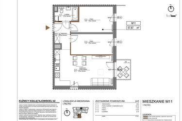 Rzut - Mieszkanie na sprzedaż 3 pokoje o powierzchni 57,87 m² - numer M11 w Kuźnicy Kołłątajowskiej 42