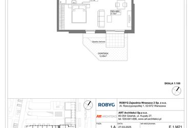 Rzut - Mieszkanie na sprzedaż 1 pokój o powierzchni 34,95 m² - numer E.1M21 w Nowa Wałowa bud. E