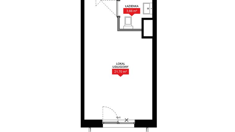 Rzut - Mieszkanie na sprzedaż 1 pokój o powierzchni 25,36 m² - numer A1 021LU w 29L - Apartamenty inwestycyjne