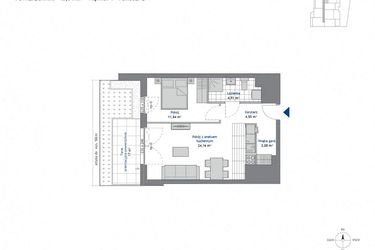 Rzut - Mieszkanie na sprzedaż 2 pokoje o powierzchni 48,42 m² - numer 1.10 w SEAHall