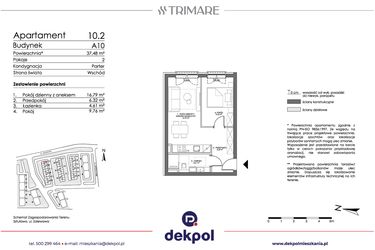 Rzut - Mieszkanie na sprzedaż 2 pokoje o powierzchni 37,48 m² - numer 10.2 w Trimare