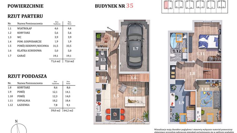 Rzut - Mieszkanie na sprzedaż 4 pokoje o powierzchni 130,6 m² - numer 35 w Osiedle Ratyń pod Lasem 2