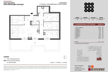 Rzut - Mieszkanie na sprzedaż 5 pokoi o powierzchni 86,96 m² - numer M.B.3.051 w CUKROWNIA