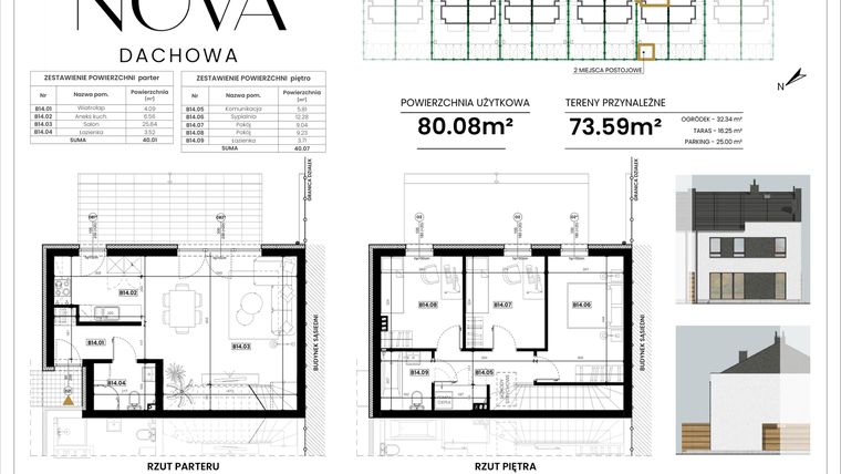 Rzut - Dom na sprzedaż 4 pokoje o powierzchni 80,08 m² - numer B14 w Nova Dachowa II