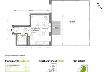 Rzut - Mieszkanie na sprzedaż 1 pokój o powierzchni 30,09 m² - numer AB0001 w Ptasia Vita
