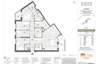Rzut - Mieszkanie na sprzedaż 5 pokoi o powierzchni 125,19 m² - numer F2.C.04.01 w Sady Żoliborz II