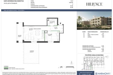 Rzut - Mieszkanie na sprzedaż 2 pokoje o powierzchni 41,86 m² - numer B-13 w Hillence etap 2