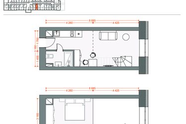 Rzut - Mieszkanie na sprzedaż 2 pokoje o powierzchni 39,49 m² - numer 93 w Legionów 102