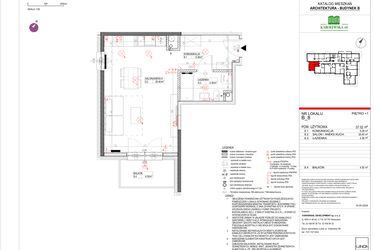 Rzut - Mieszkanie na sprzedaż 1 pokój o powierzchni 37,02 m² - numer B.8 w Karolewska 60