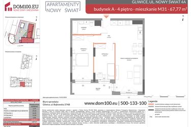 Rzut - Mieszkanie na sprzedaż 3 pokoje o powierzchni 67,77 m² - numer M31 w Apartamenty Nowy Świat