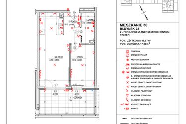 Rzut - Mieszkanie na sprzedaż 2 pokoje o powierzchni 48,97 m² - numer 22_30 w Osiedle 4 Pory Roku - Etap VIII