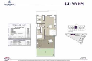Rzut - Mieszkanie na sprzedaż 2 pokoje o powierzchni 72,51 m² - numer 4 w Eden Beach 2