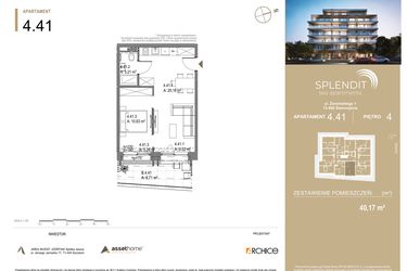 Rzut - Mieszkanie na sprzedaż 2 pokoje o powierzchni 40,17 m² - numer 4.41 w Splendit Świnoujście