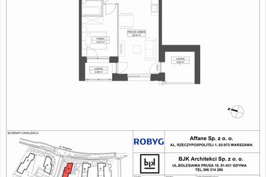 Rzut - Mieszkanie na sprzedaż 2 pokoje o powierzchni 40,7 m² - numer A.4M01 w WENDY