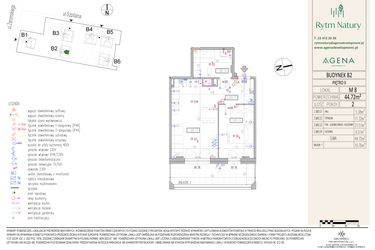 Rzut - Mieszkanie na sprzedaż 2 pokoje o powierzchni 44,72 m² - numer B2M8 w Rytm Natury