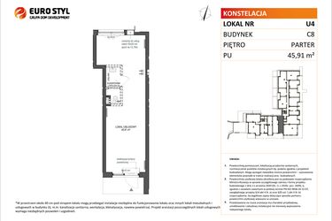 Rzut - Lokal użytkowy na sprzedaż 1 pokój o powierzchni 45,91 m² - numer U4 w Konstelacja