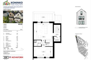 Rzut - Mieszkanie na sprzedaż 4 pokoje o powierzchni 89,07 m² - numer 2.B w Osiedle Koninko