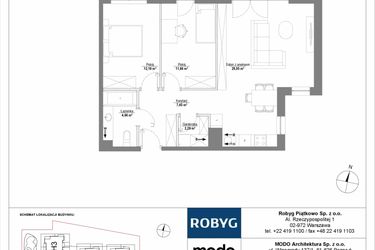 Rzut - Mieszkanie na sprzedaż 3 pokoje o powierzchni 68,2 m² - numer H2_1M03 w Piątkowo Residence etap II