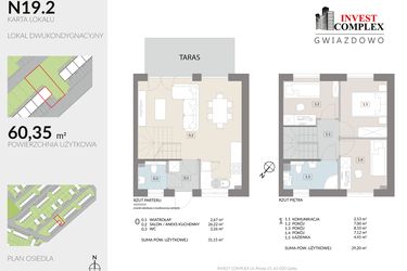 Rzut - Dom na sprzedaż 4 pokoje o powierzchni 60,35 m² - numer N19.2 w Osiedle Gwiazdowo etap 12