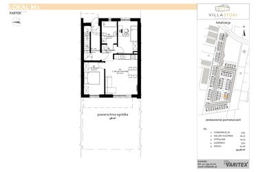 Rzut - Mieszkanie na sprzedaż 3 pokoje o powierzchni 50,06 m² - numer M3 w Villa Stoki (mieszkania)