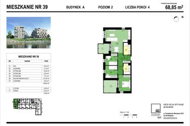 Rzut - Mieszkanie na sprzedaż 2 pokoje o powierzchni 68,78 m² - numer A.39 w Panorama Kwiatkowskiego River
