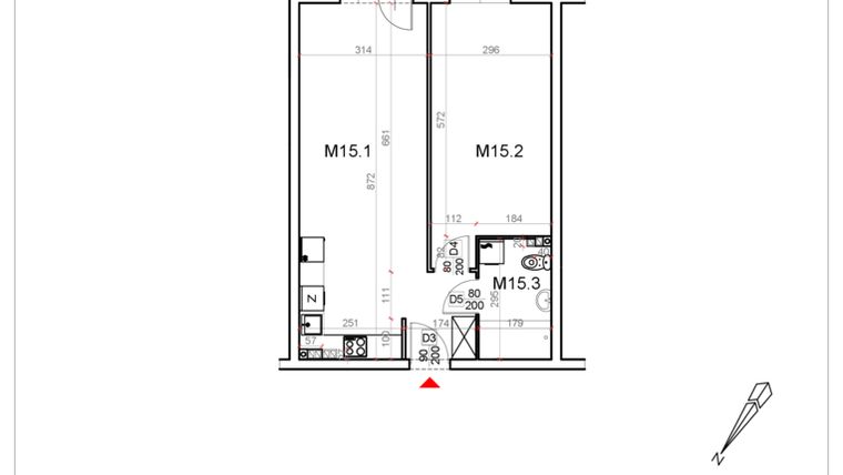 Rzut - Mieszkanie na sprzedaż 2 pokoje o powierzchni 52,58 m² - numer 15 w Malinowa Osiedle Borek