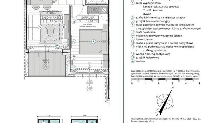 Rzut - Mieszkanie na sprzedaż 2 pokoje o powierzchni 41,43 m² - numer A.2.11 w Remedium
