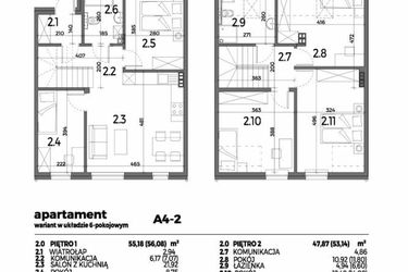 Rzut - Mieszkanie na sprzedaż 4 pokoje o powierzchni 103,05 m² - numer A4-2 w Aleja Miodowa