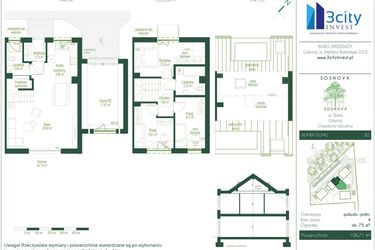 Rzut - Dom na sprzedaż 4 pokoje o powierzchni 106,71 m² - numer B2 w Osiedle Sosnova