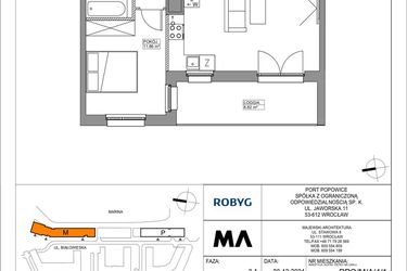 Rzut - Mieszkanie na sprzedaż 2 pokoje o powierzchni 47 m² - numer PPO/M/A/4/1 w Port Popowice bud. M i P