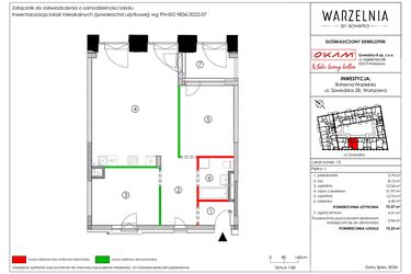 Rzut - Mieszkanie na sprzedaż 3 pokoje o powierzchni 72,57 m² - numer M013 w Warzelnia by Bohema