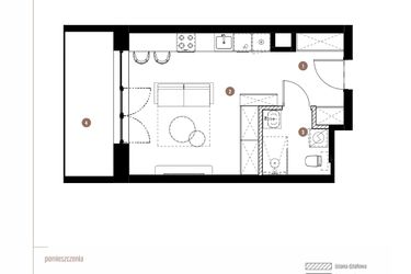 Rzut - Mieszkanie na sprzedaż 1 pokój o powierzchni 29,79 m² - numer 2.06.14 w Katowicka Residence