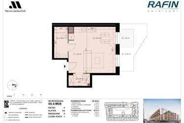 Rzut - Mieszkanie na sprzedaż 1 pokój o powierzchni 35,37 m² - numer 00.4.M08 w Mieszczańska Park