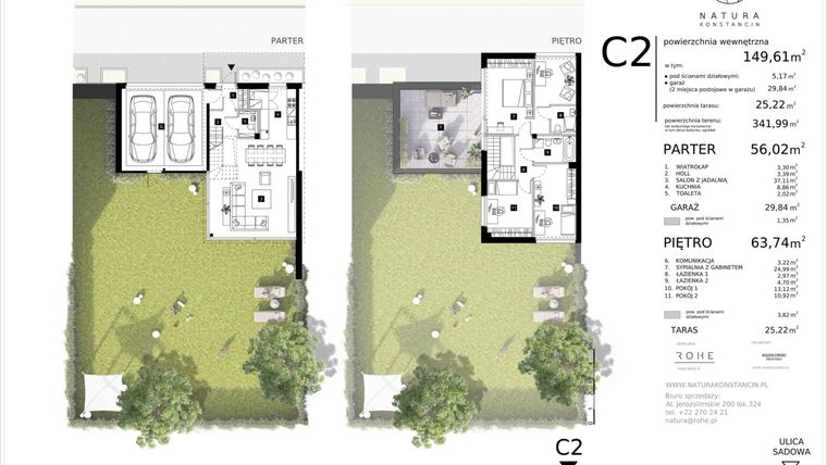 Rzut - Dom na sprzedaż 4 pokoje o powierzchni 149,61 m² - numer C2 w Natura Konstancin