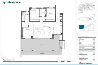 Rzut - Mieszkanie na sprzedaż 3 pokoje o powierzchni 105,48 m² - numer 61C w Quintessence - Marbella
