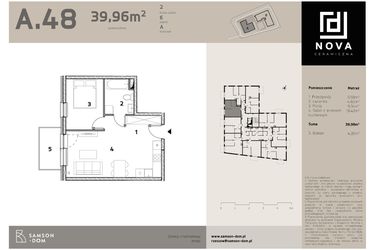 Rzut - Mieszkanie na sprzedaż 2 pokoje o powierzchni 39,96 m² - numer A48 w Nova Ceramiczna