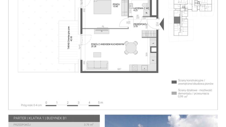 Rzut - Mieszkanie na sprzedaż 2 pokoje o powierzchni 47,2 m² - numer M4 w Modern House II