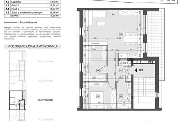 Rzut - Mieszkanie na sprzedaż 4 pokoje o powierzchni 69,15 m² - numer IC2 w Wzgórze Zelwerowicza