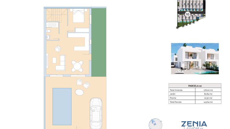 Rzut - Dom na sprzedaż 3 pokoje o powierzchni 143,64 m² - numer 10 w La Zenia Victory - Orihuela Costa