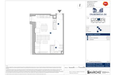 Rzut - Mieszkanie na sprzedaż 1 pokój o powierzchni 32,84 m² - numer A.21 w Osobowicka 114