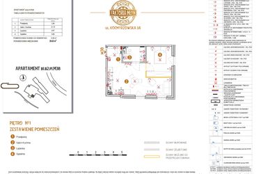 Rzut - Mieszkanie na sprzedaż 2 pokoje o powierzchni 39,61 m² - numer B1.B2.P1.M38 w Faktoria Młyn