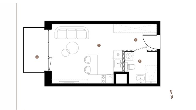 Rzut - Mieszkanie na sprzedaż 1 pokój o powierzchni 27,48 m² - numer A1.6.11 w Belg Apartamenty etap II