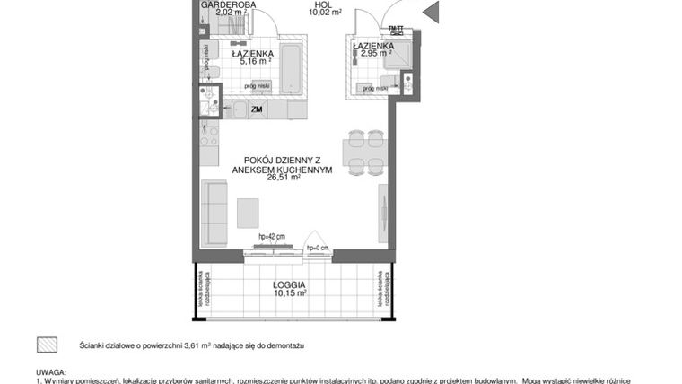 Rzut - Mieszkanie na sprzedaż 4 pokoje o powierzchni 82,38 m² - numer EF.95 w DOKI