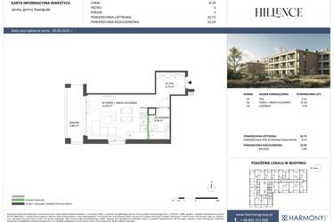 Rzut - Mieszkanie na sprzedaż 1 pokój o powierzchni 32,72 m² - numer B-29 w Hillence etap 2
