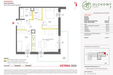 Rzut - Mieszkanie na sprzedaż 3 pokoje o powierzchni 59,4 m² - numer 63 w Olchowy Park VII