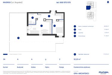Rzut - Mieszkanie na sprzedaż 2 pokoje o powierzchni 50,2 m² - numer A.04 w Osiedle Inverso