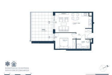 Rzut - Mieszkanie na sprzedaż 2 pokoje o powierzchni 43,48 m² - numer 10.A2 w Nadmorska Darłowo